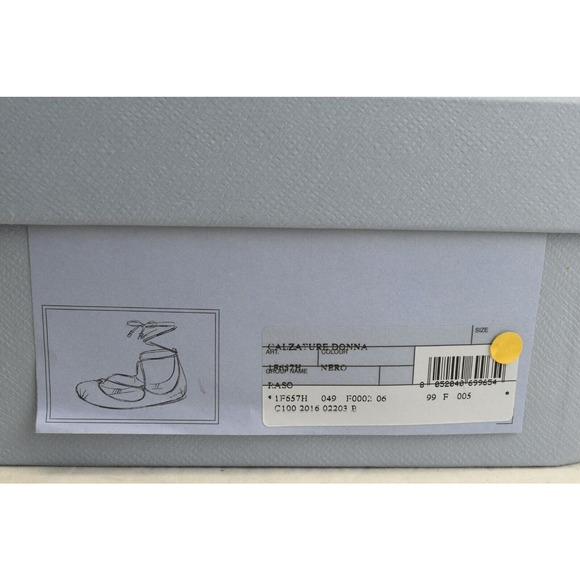 NIB PRADA 1F657H BLACK CANVAS SATIN ANKLE WRAP LACE BALLERINA FLATS 37.5 ITALY - Picture 12 of 12